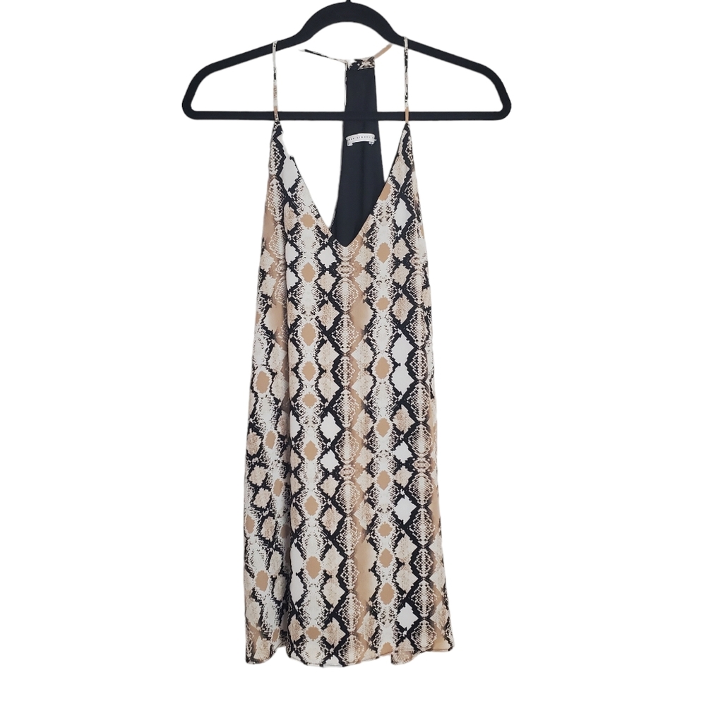 Three Eighty Two | Snakeskin Mini Dress | Brown Tan Black White Animal | M